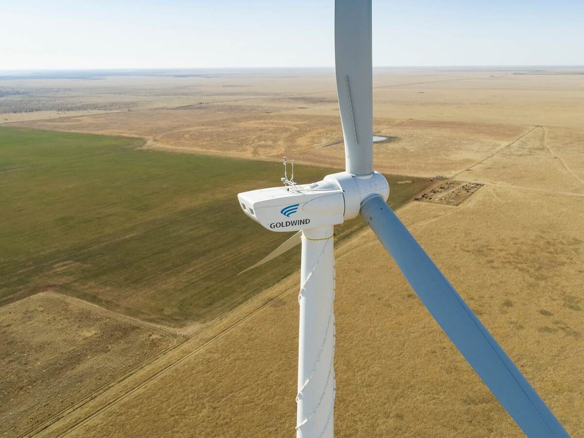 Drone footage of Goldwind turbine and the west Texas prairie