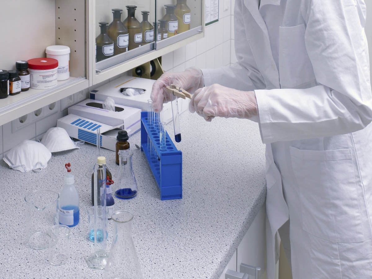 Microbial testing in a laboratory.