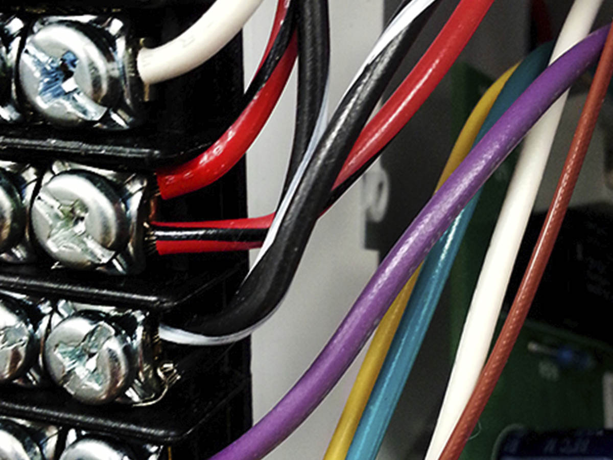 A close-up image of appliance wiring. 