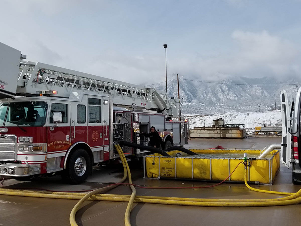 Fire truck undergoing pump testing