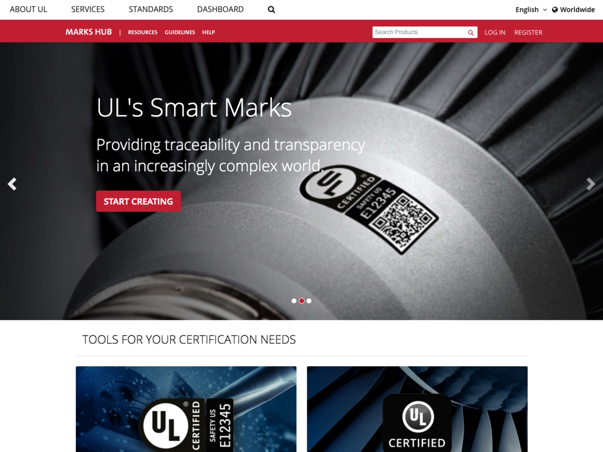 screen shot of Marks Hub user interface