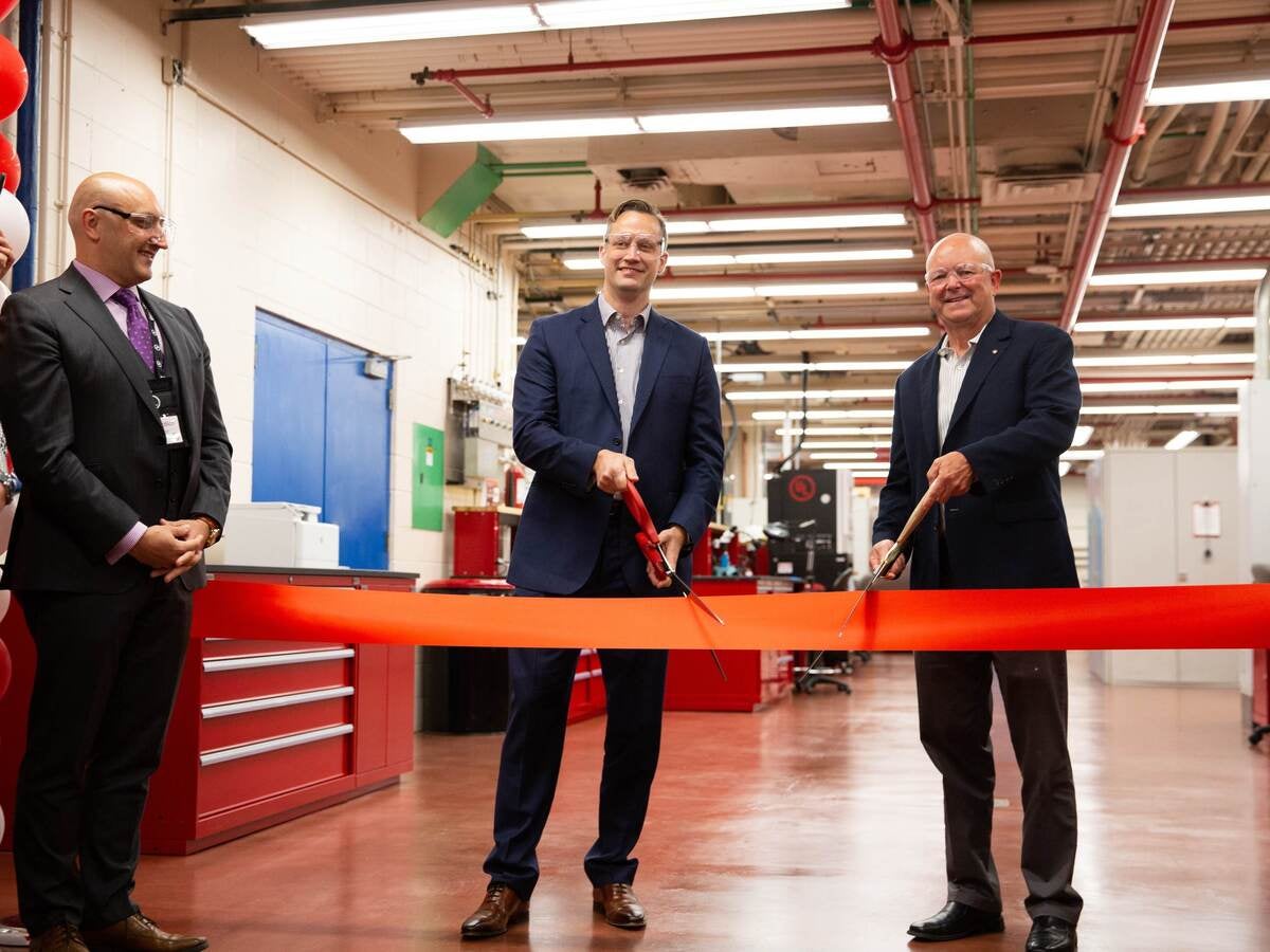 UL's Jeff Smidt VP & GM,  Milan Dotlich VP EPT NA & EMEA-LA, and Stephen Hewson is the SVP of Laboratory Operations cut ribbon of newly expanded Hazardous Locations Lab in Northbrook, IL. 