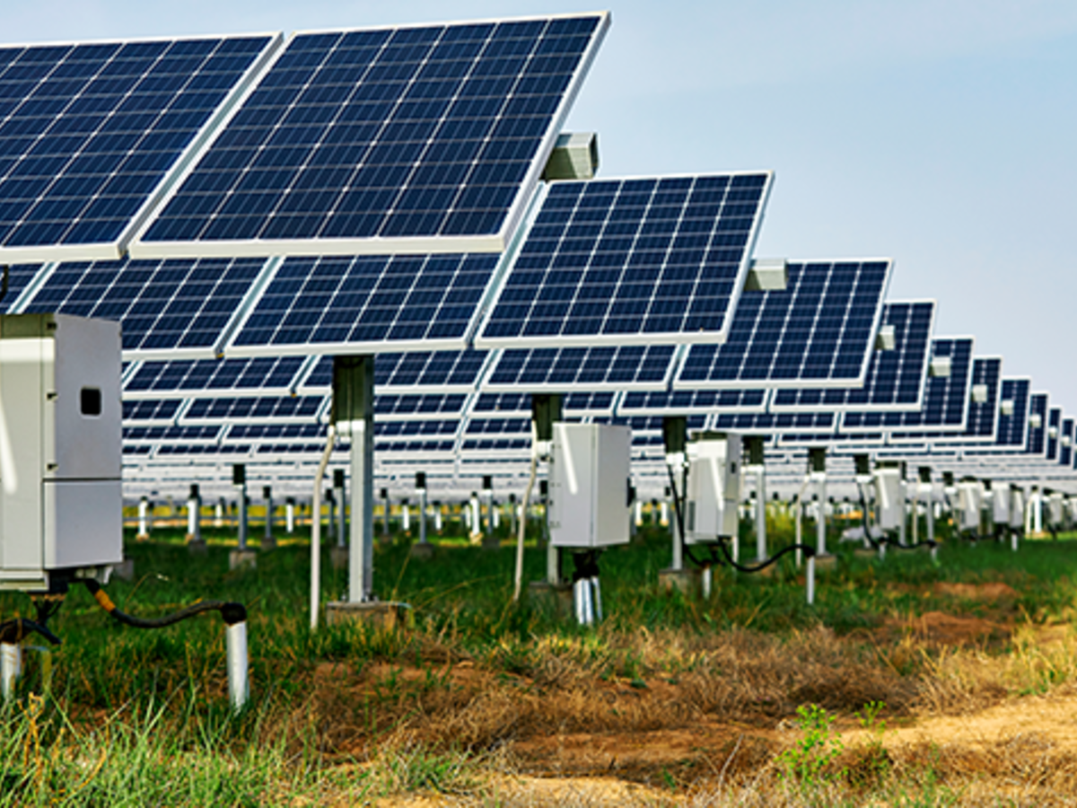 Solar panels in a field