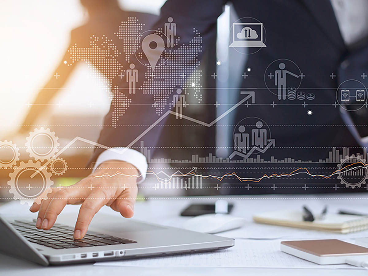 Businessman working using laptop