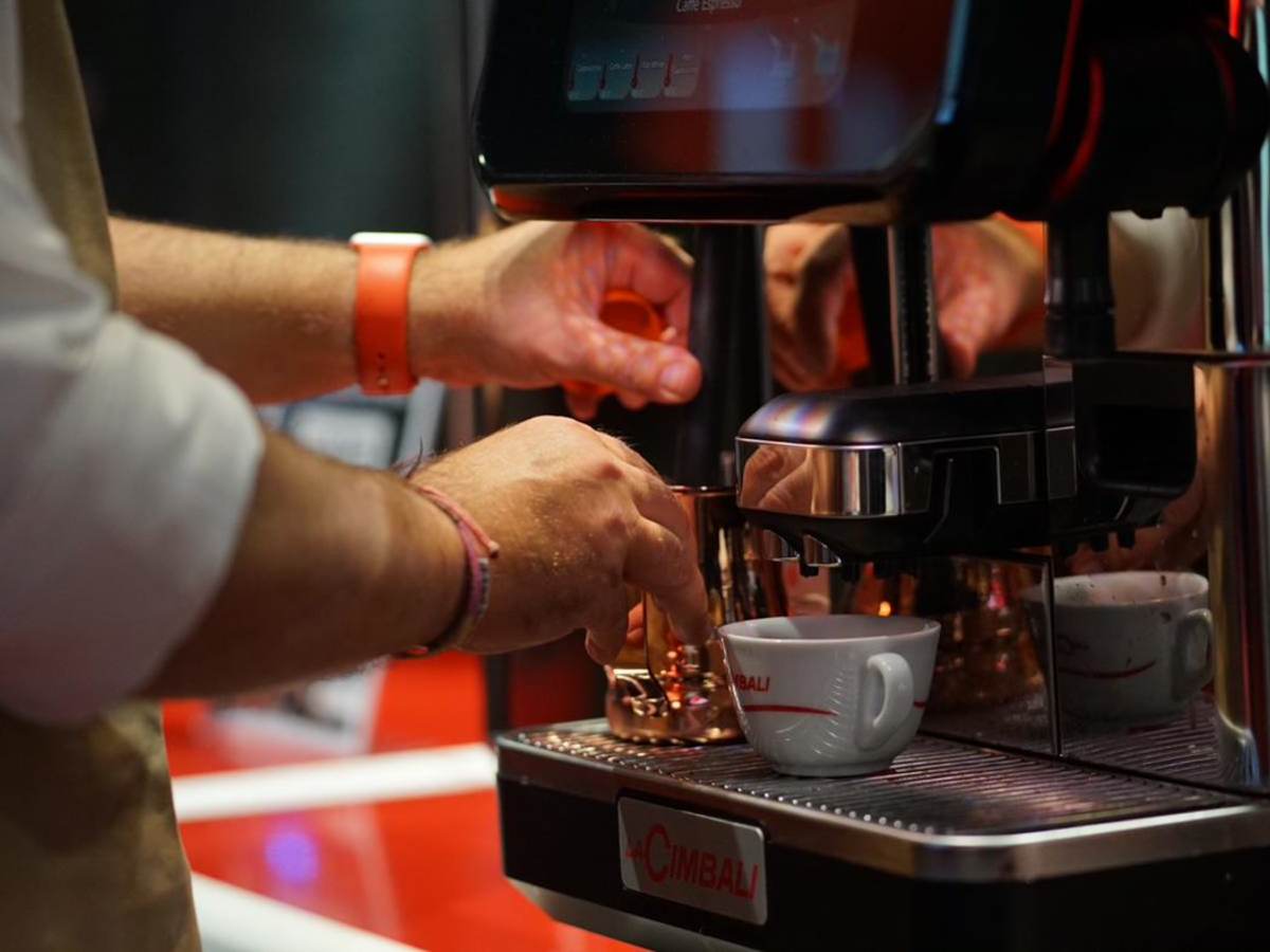 Barista making coffee