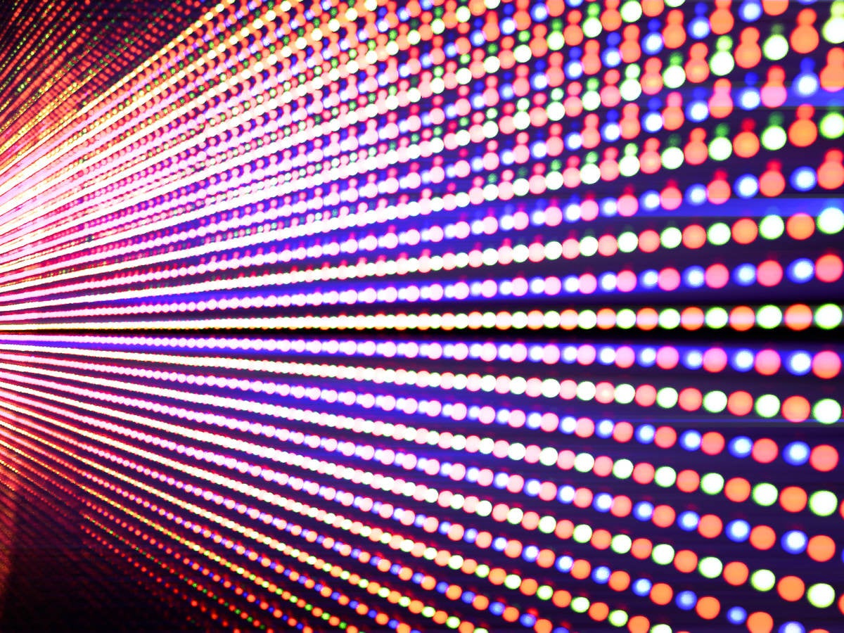 Wall of multiple color LED lights