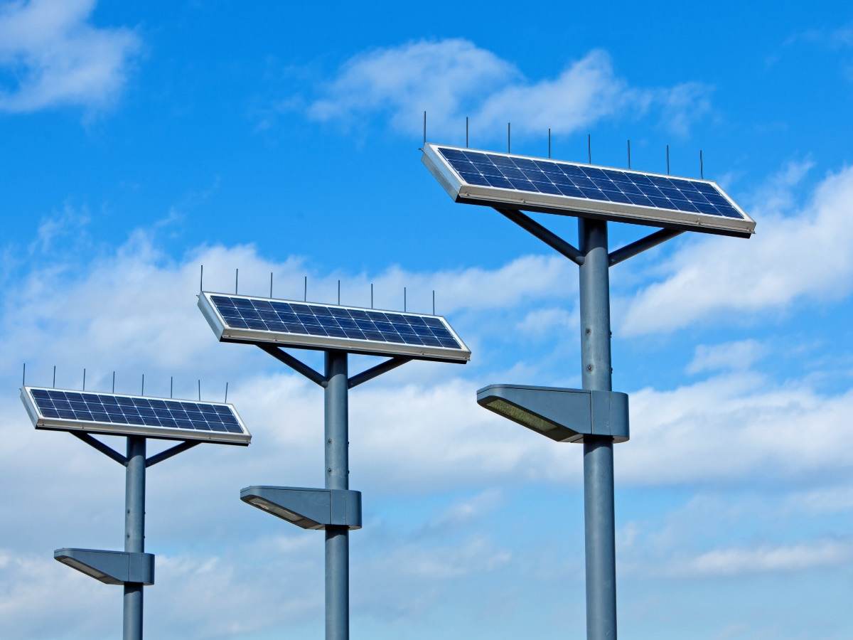 Solar lighting with blue sky in the background