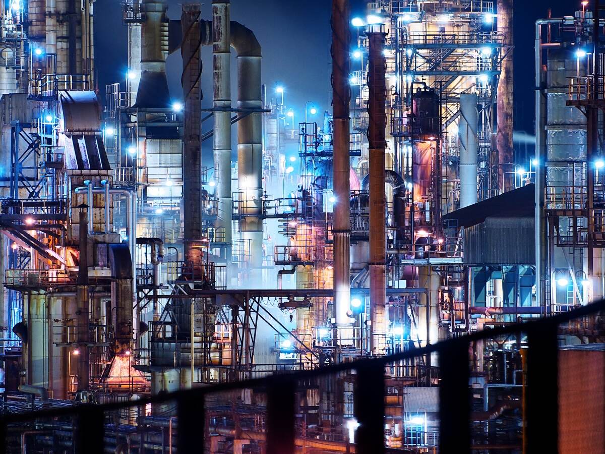 Nightscape of oil factory