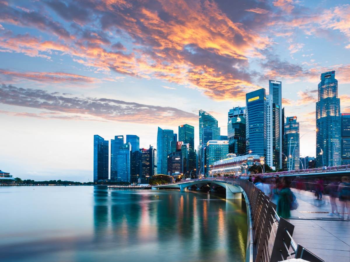 Skyline of Singapore during sunset