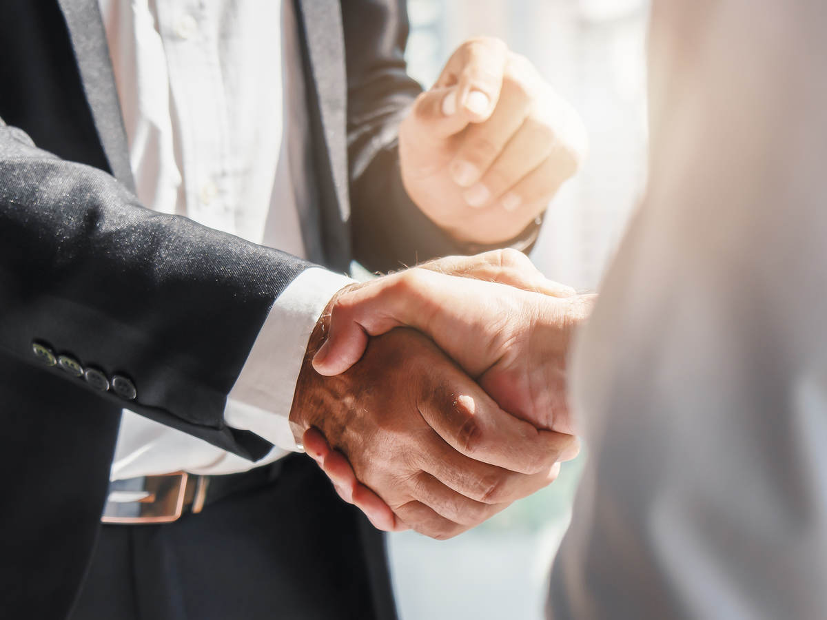 two business people shaking hands