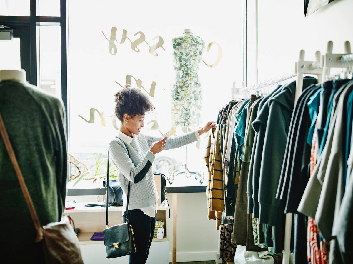 Woman shopping for clothes