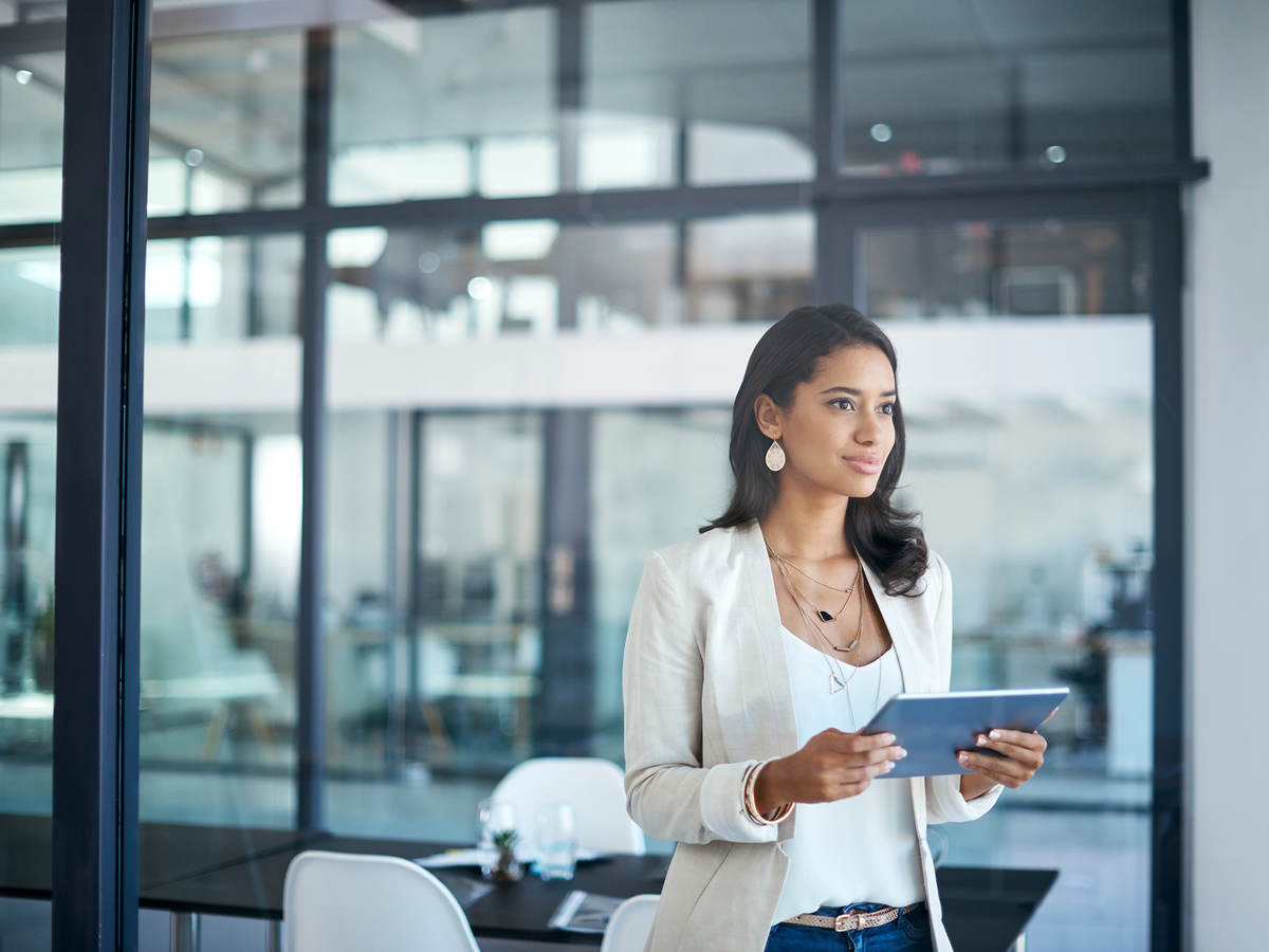 Woman working on an ipad