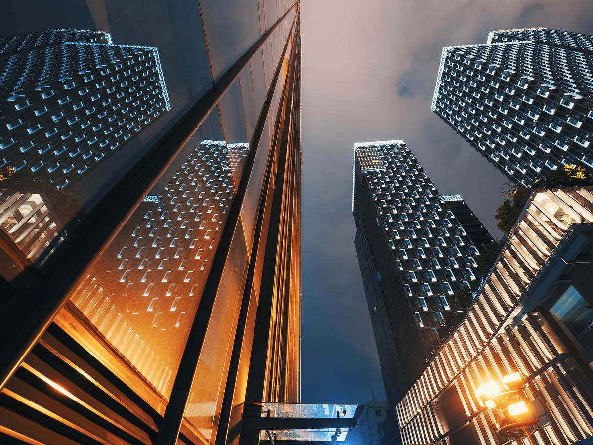 Skyscrapers at night