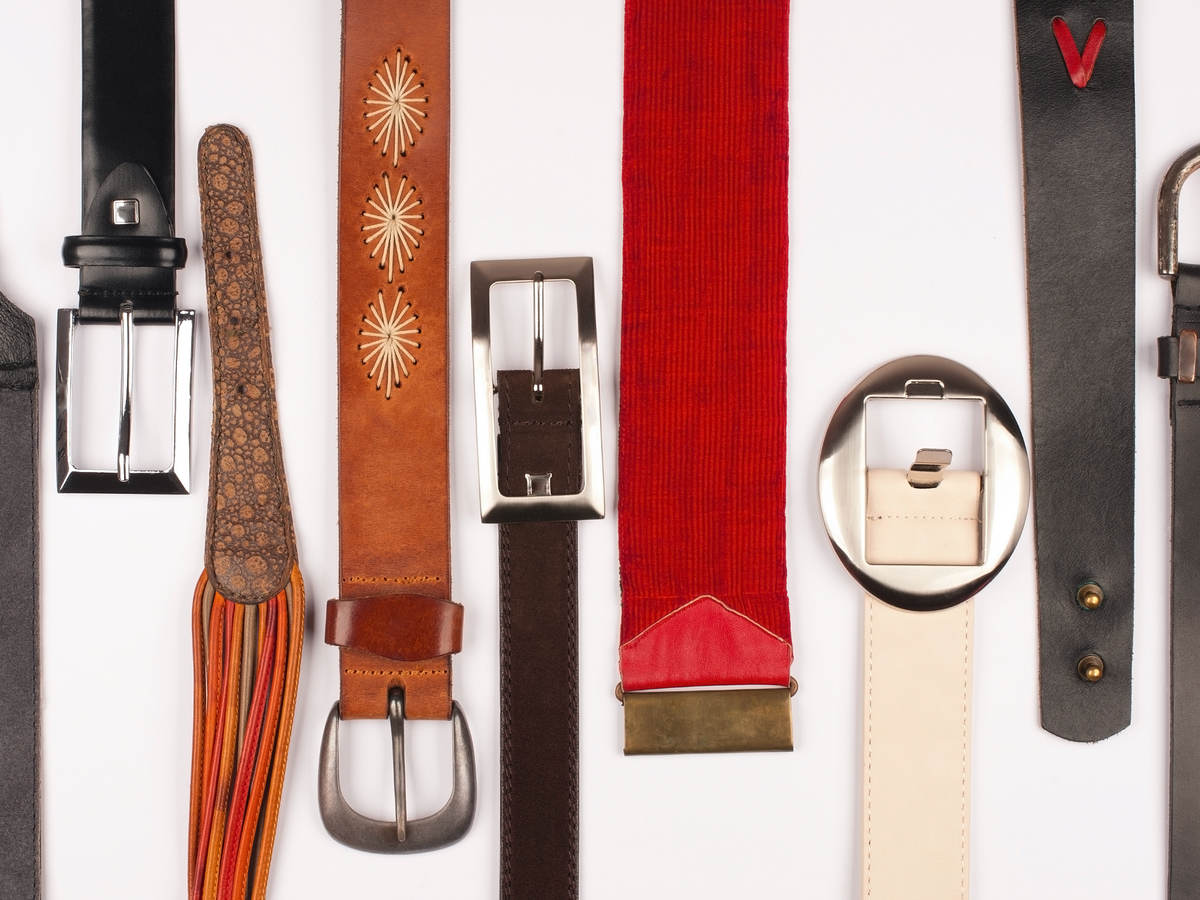 A photo of several leather belts