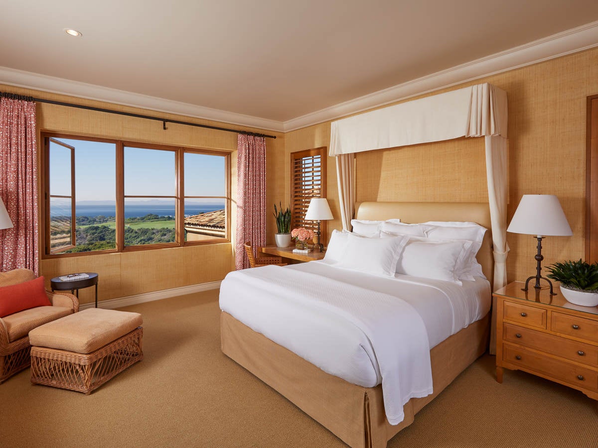 Luxury hotel room with view of Pacific Ocean 