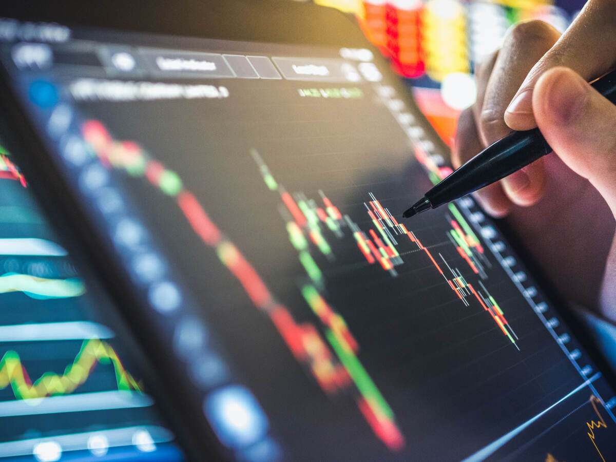 Analysis of stock chart for investment in stock market and finance business planning