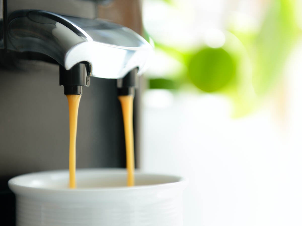 Coffee brewing in front of sunlit window