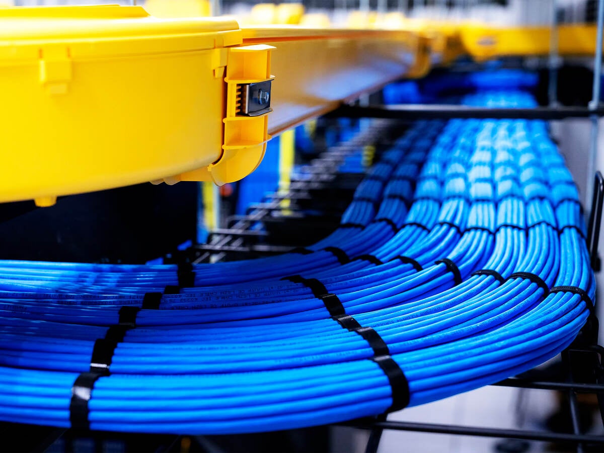 Blue network cable in Data Center