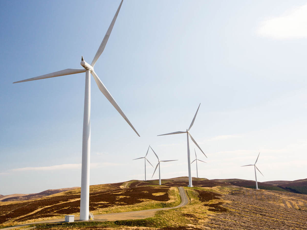 The Clyde Wind Farm in the Southern Uplands of Scotland near Biggar.