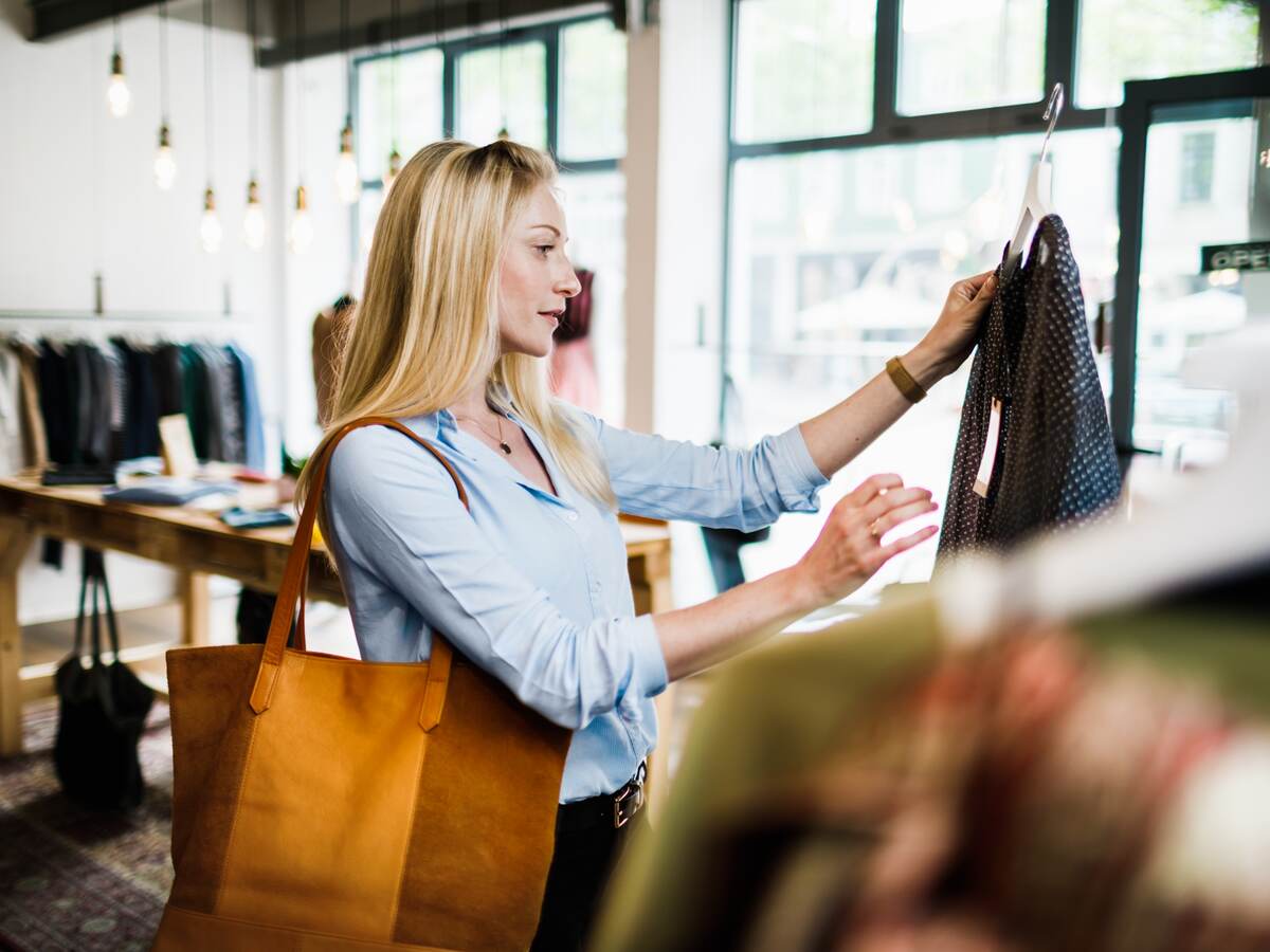 Shopping in an apparel store