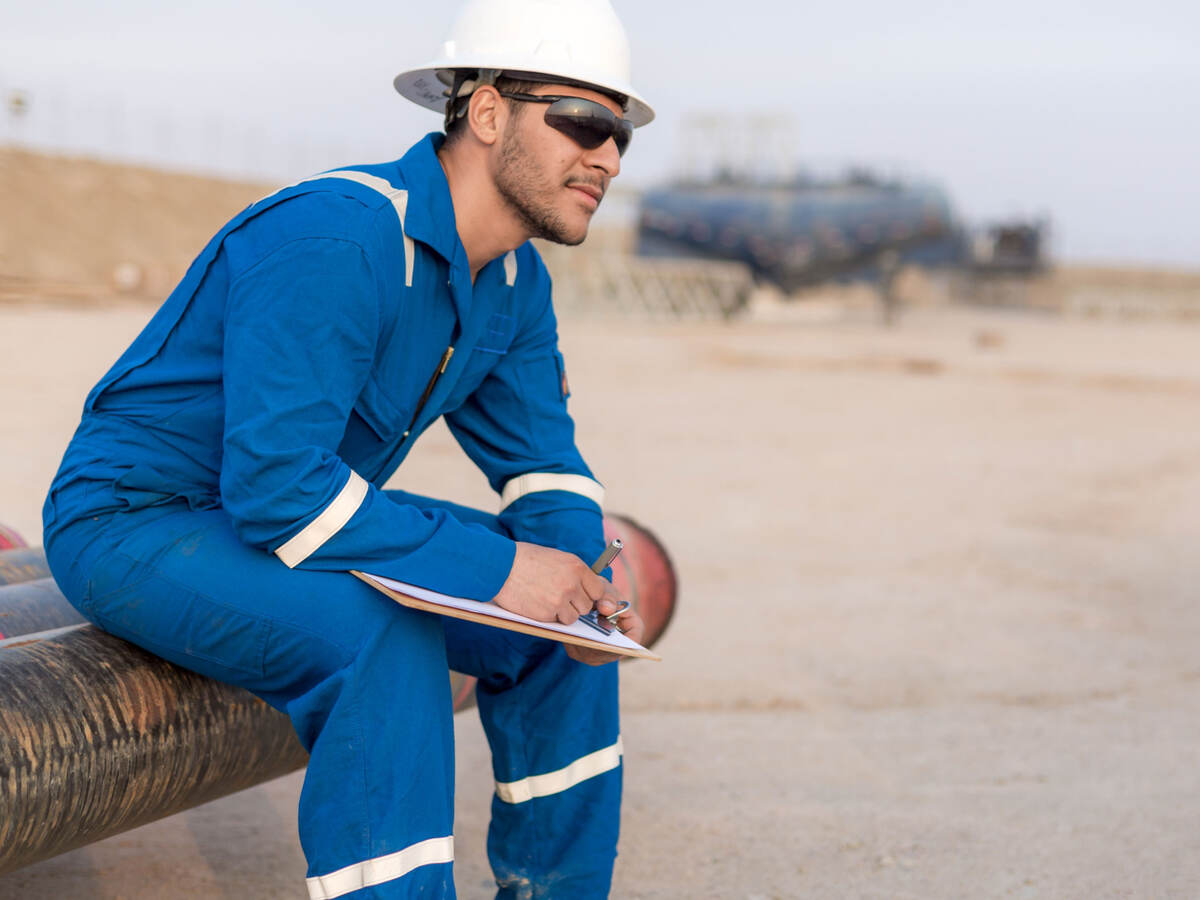 Oil and gas engineer at a rig site