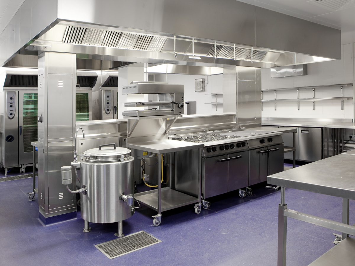 Stainless steel throughout an industrial kitchen