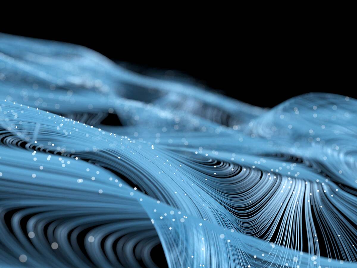 blue swirled lines on a black background