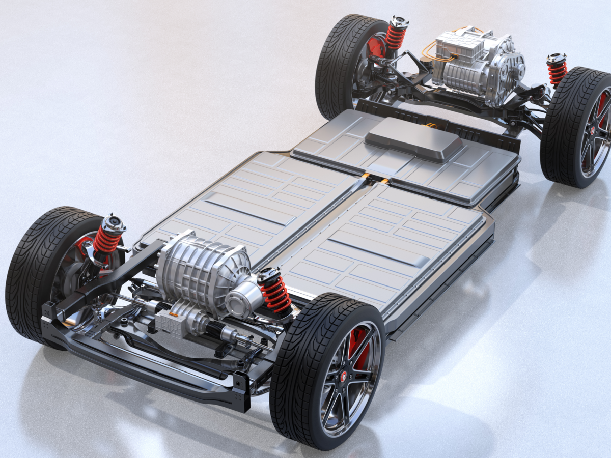 Battery packs on an electric vehicle chasis