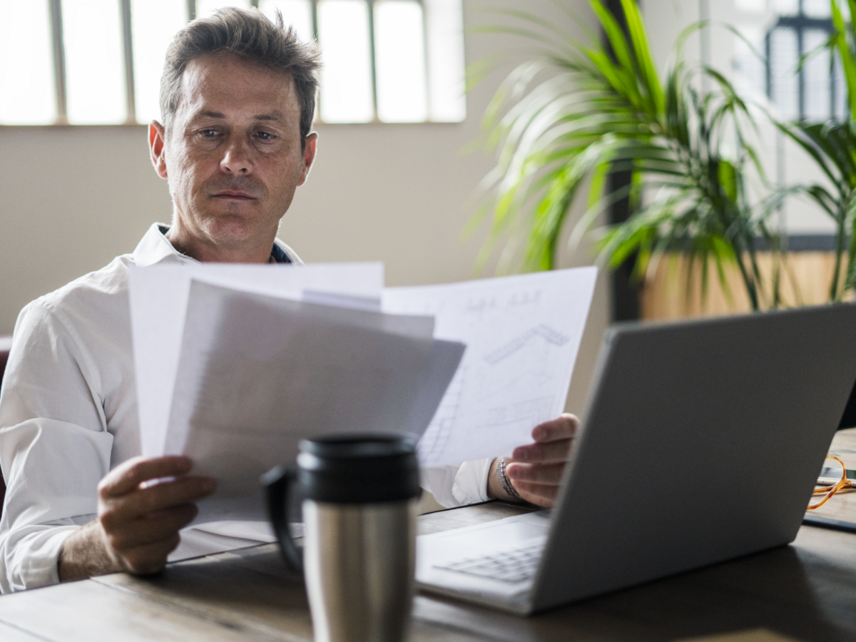 Businessman reviewing documents