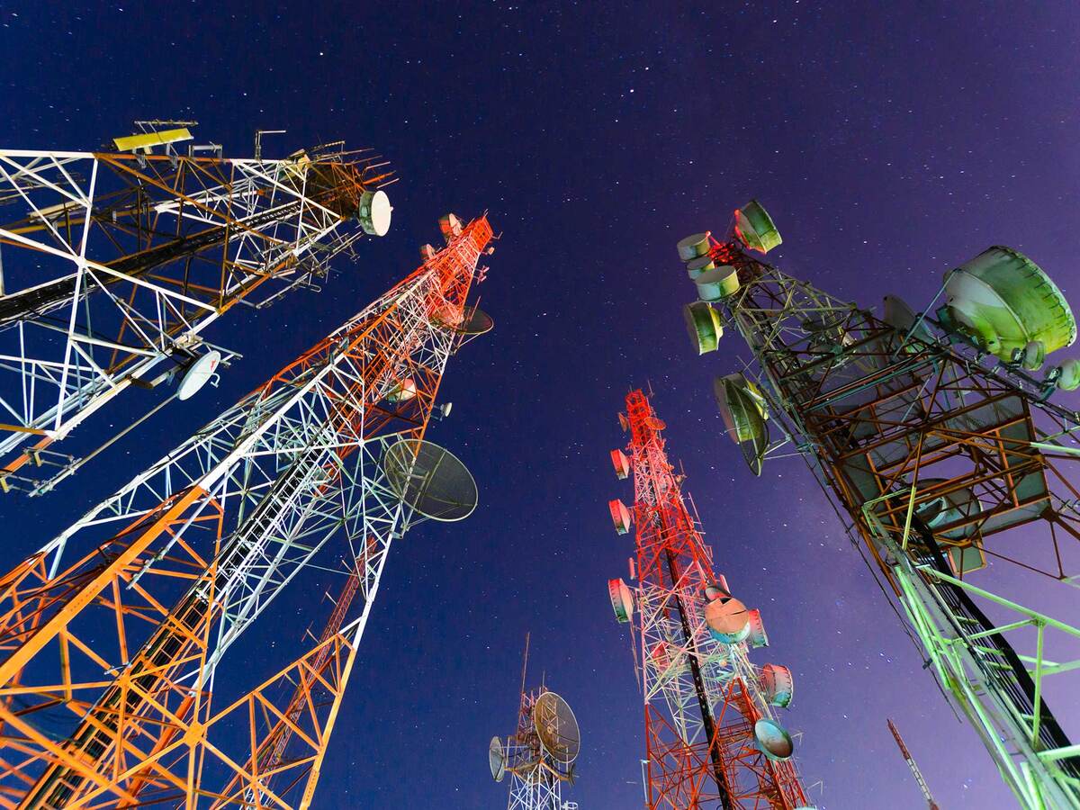 Ground view of telecommunication towers