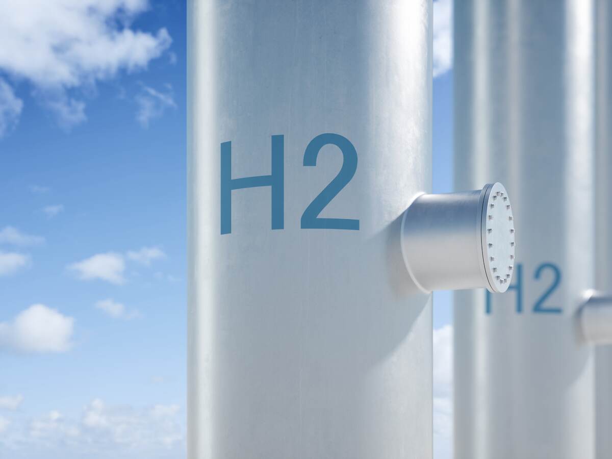 Hydrogen pipeline with blue sky background