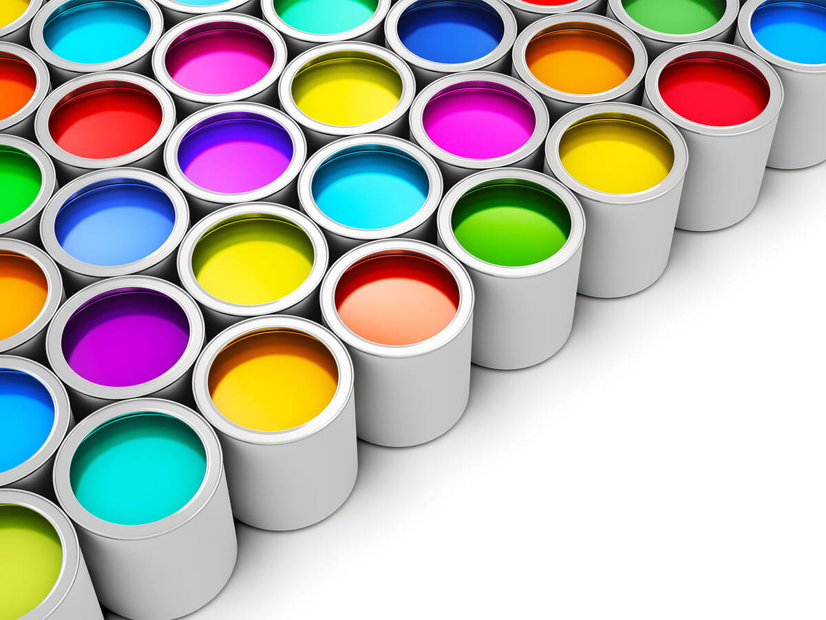 Colorful paint in multiple paint cans