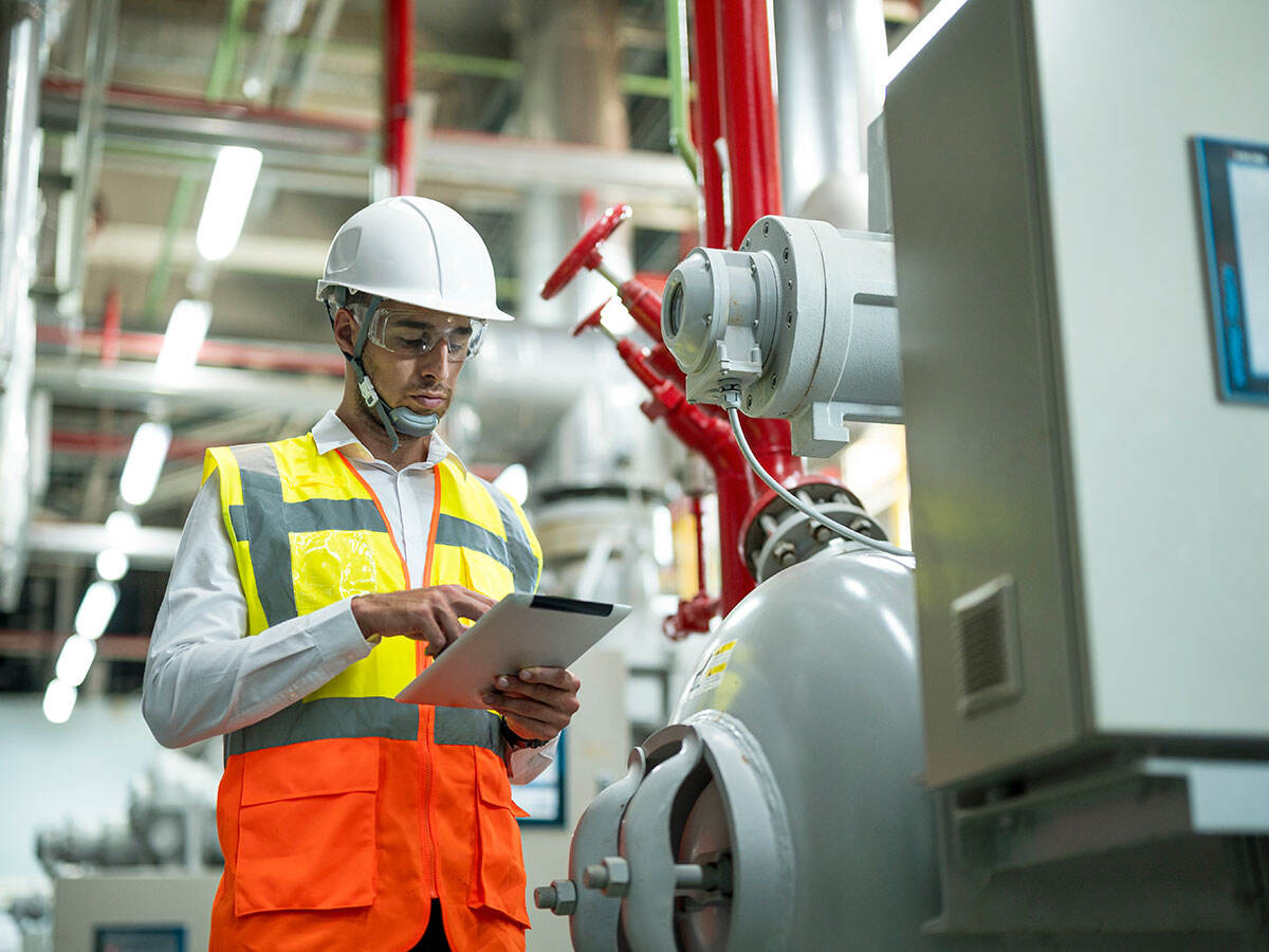 Engineer looking at a tablet