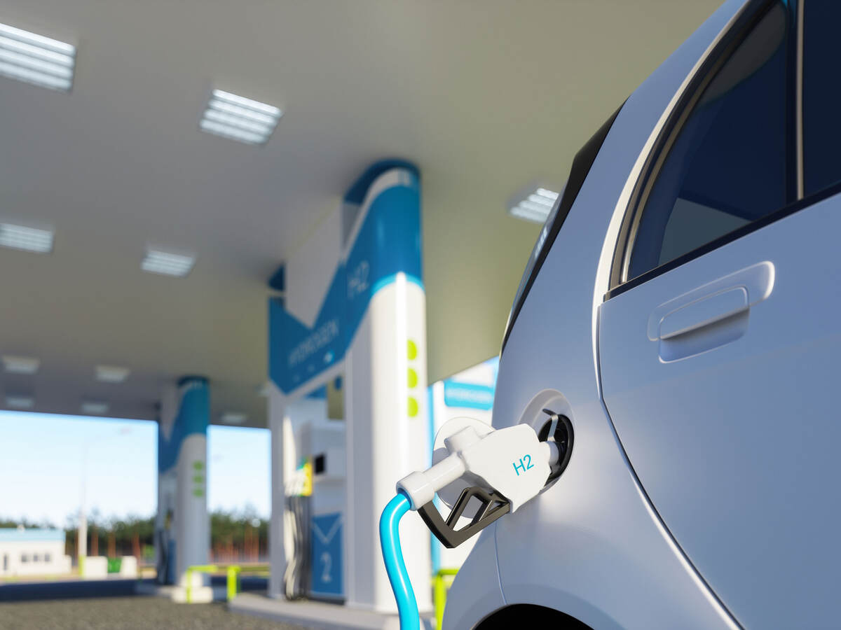 Hydrogen refueling a car on the filling station 