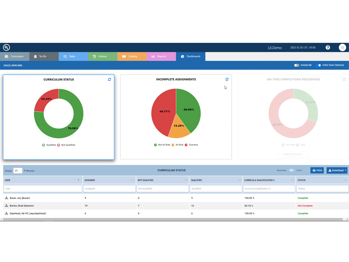 ComplianceWire® dashboard screenshot