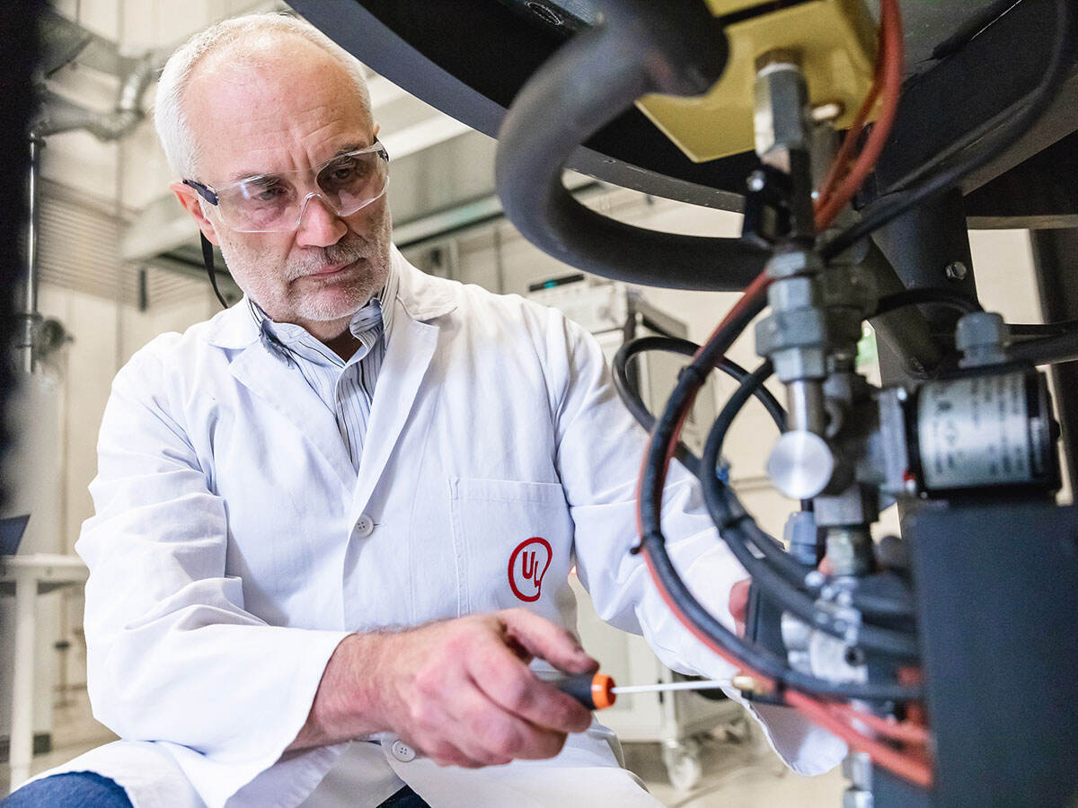 Person using testing equipment
