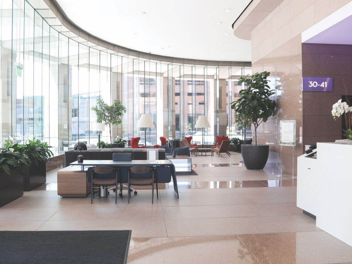 Indoor lounge area in an office building