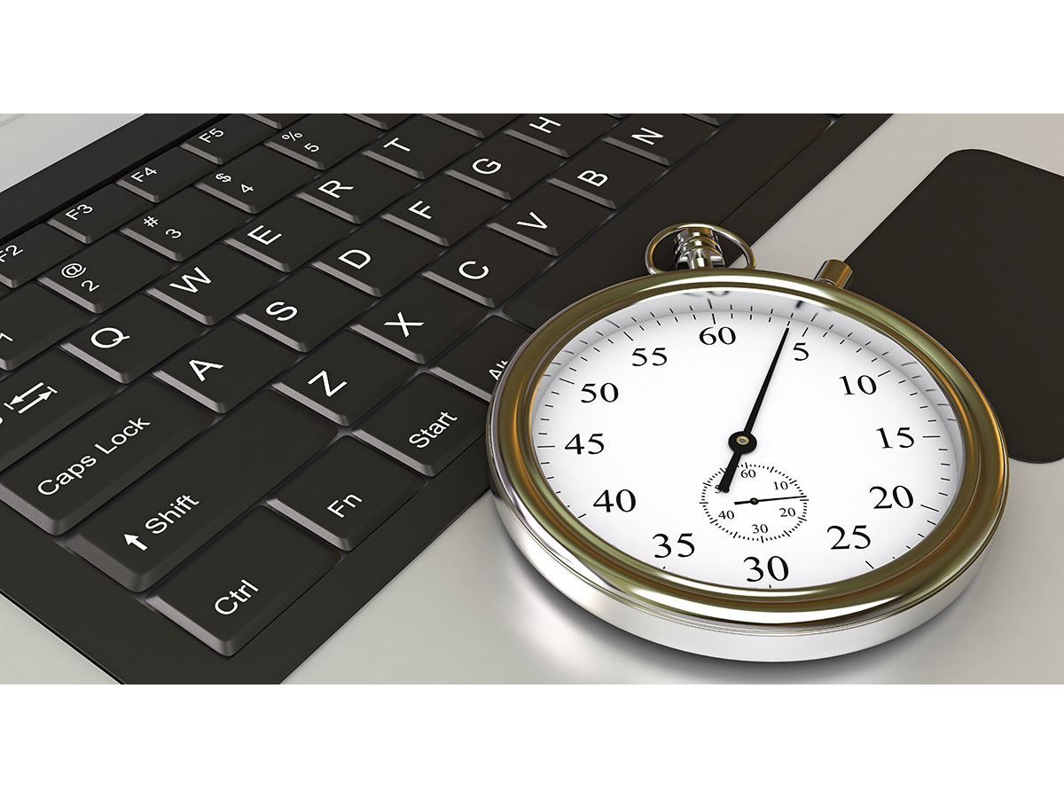 Stopwatch on a laptop's keyboard