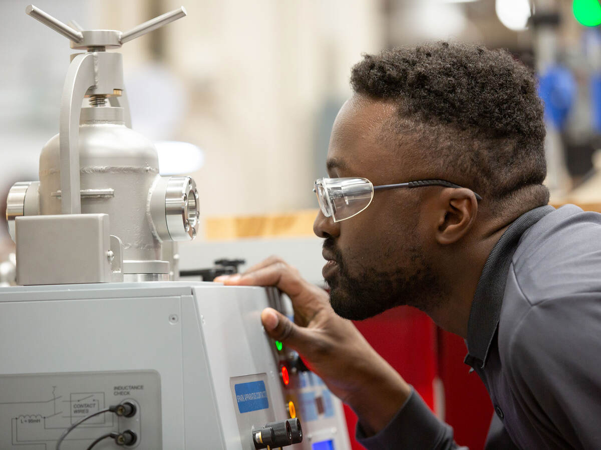 man using testing equipment