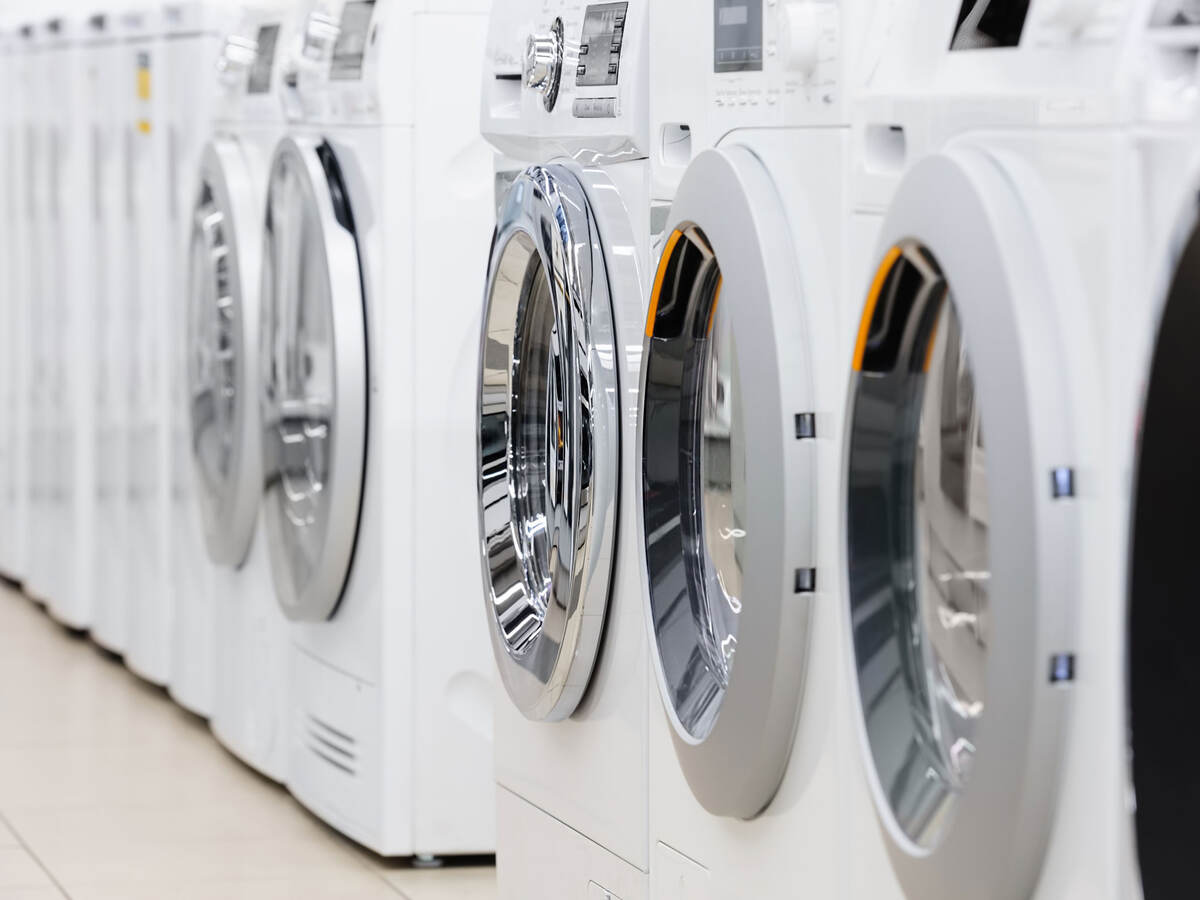 A row of washing machines