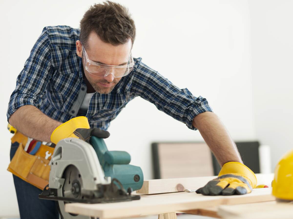 Sawing wood.