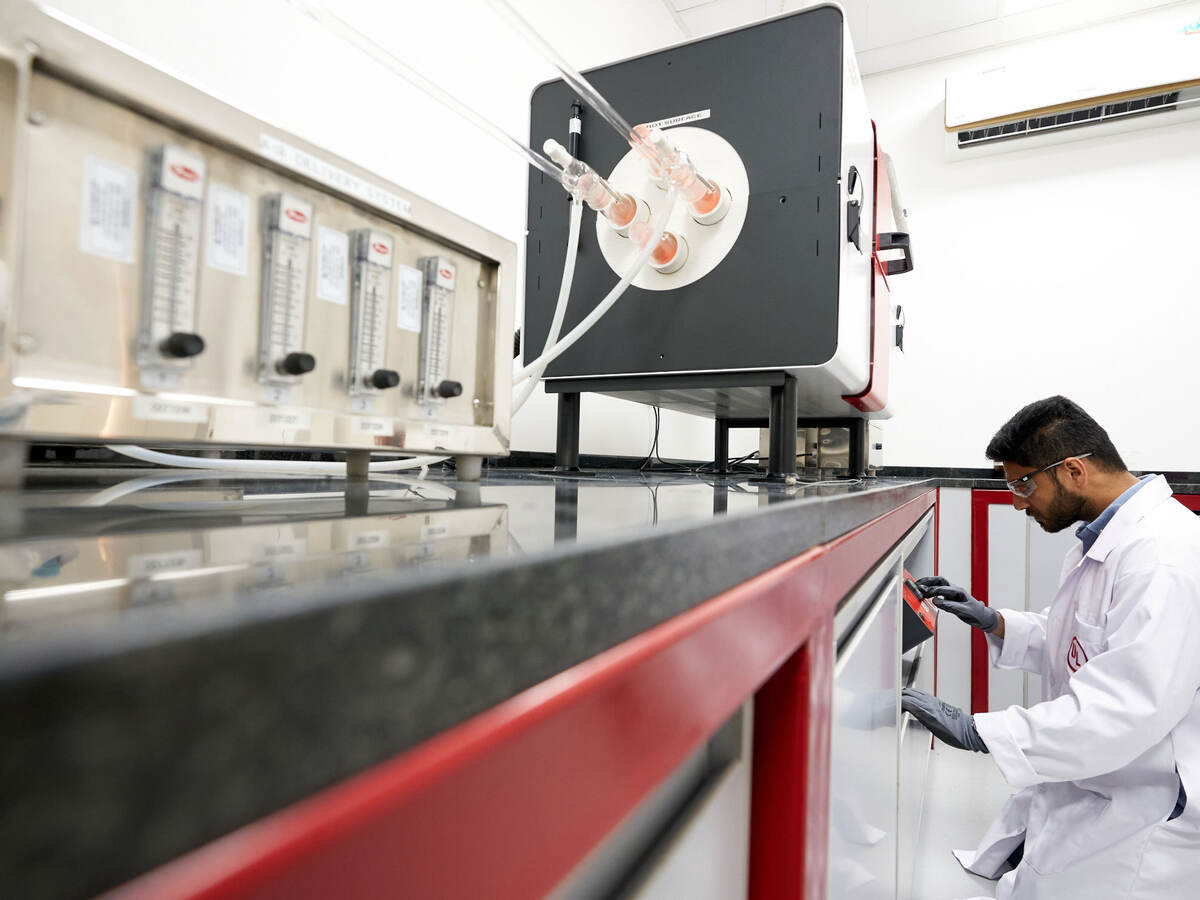 A lab tech conducting a test