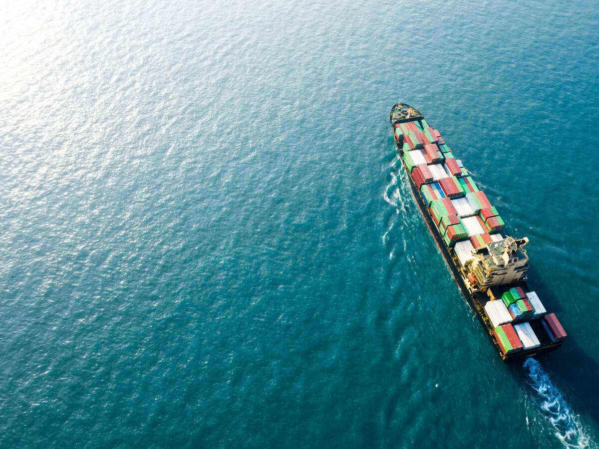 Cargo ship on the open sea