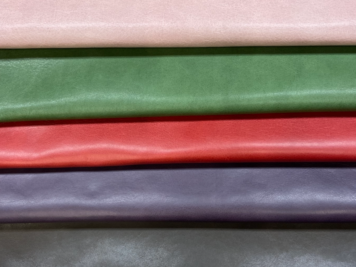 stack of colorful leather
