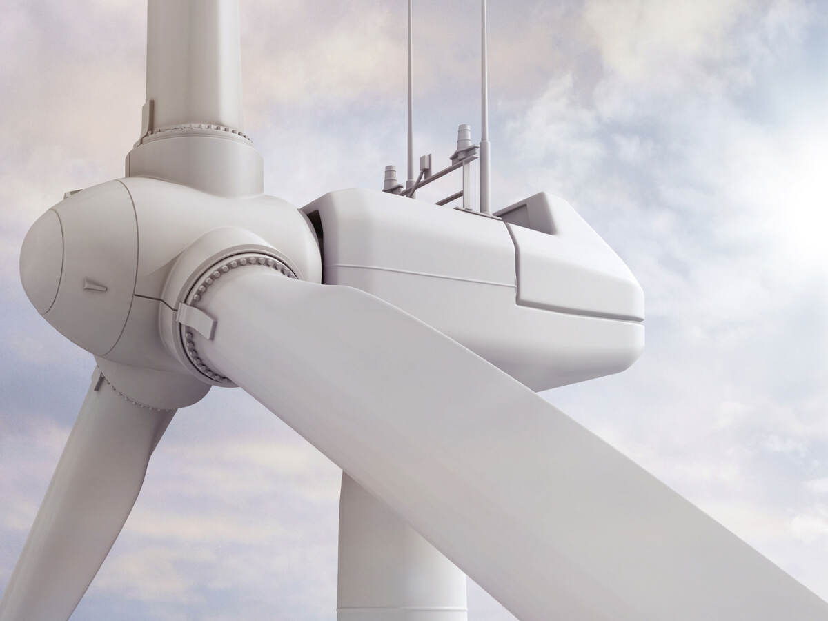 Close up of a wind turbine