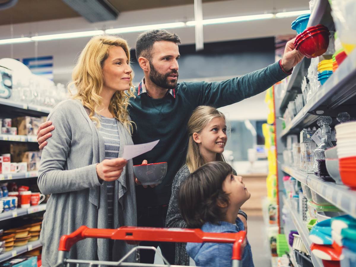 Family in supermarket.