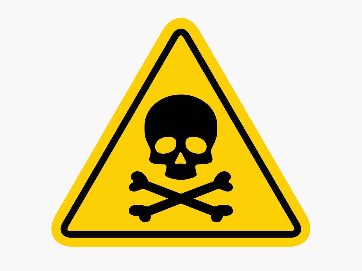 Hazardous chemical symbol in yellow and black