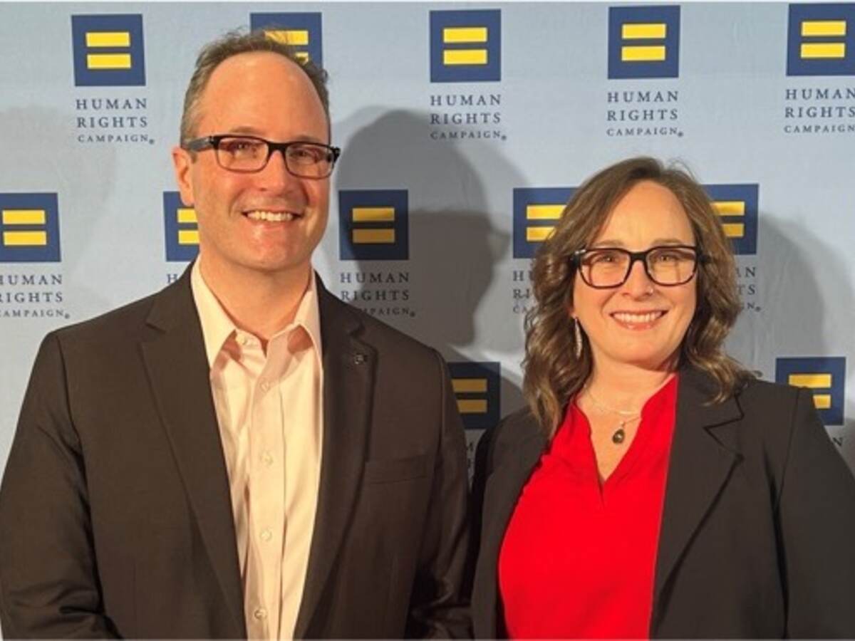 Rob Slone and Jennifer Jones photographed at the HRC New York Dinner 2024