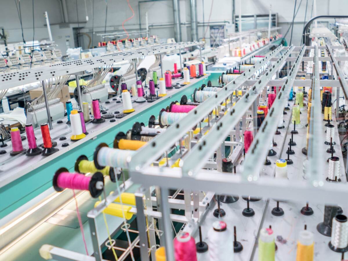 Embroidery machine at a clothing factory.