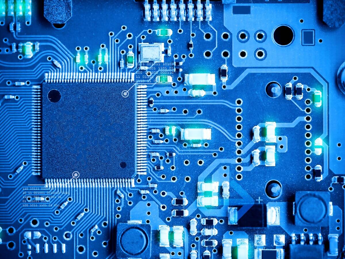 Close-up electronic circuit board.